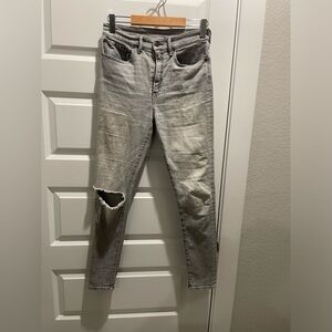 RRL Ralph Lauren Stretch High Skinny Jeans Distressed Grey Wash 29